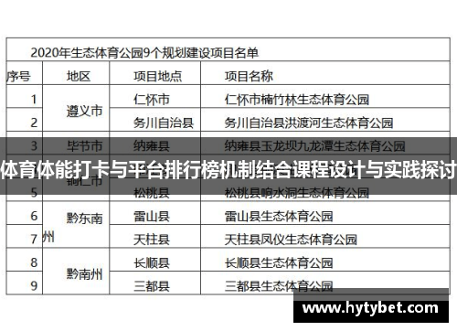 体育体能打卡与平台排行榜机制结合课程设计与实践探讨